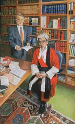 El juez Moses con su secretario John Furey, 2000